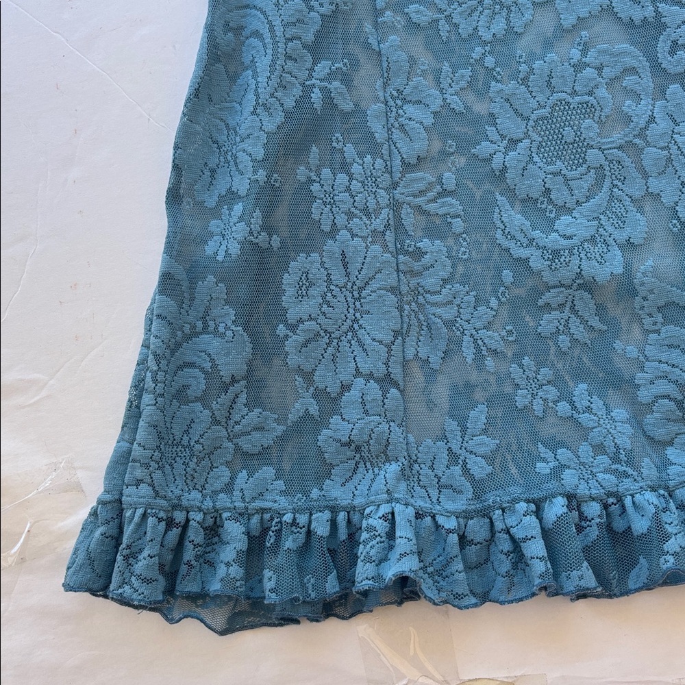Y2K Victoria’s Secret Lace Mini Dress Naked Blue Bridal Slip L Chamise Teddy Hot - Picture 11 of 17